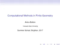 Computational Methods in Finite Geometry