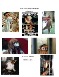 Letter to President Obama Vivisection Marlene Phelan March 17, 2011