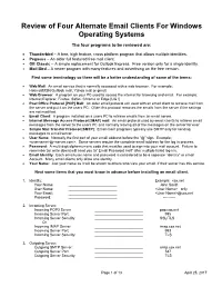 Review of Four Alternate Email Clients for Windows Operating Systems