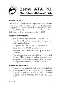 Serial ATA PCI Quick Installation Guide