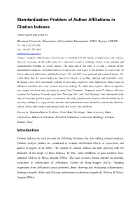 Standardization Problem of Author Affiliations in Citation Indexes