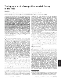 Testing Neoclassical Competitive Market Theory in the Field