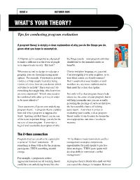 What's Your Theory.Tips for Conducting Program Evaluation