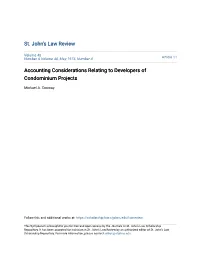 Accounting Considerations Relating to Developers of Condominium Projects