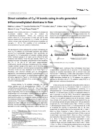 COMMUNICATION Direct Oxidation of Csp 3-H Bonds Using In-Situ Generated Trifluoromethylated Dioxirane in Flow