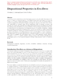 Dispositional Properties in Evo-Devo in L