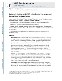 Epigenetic Variation at SKA2 Predicts Suicide Phenotypes and Internalizing Psychopathology