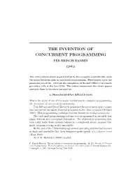 The Invention of Concurrent Programming