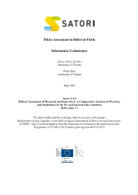 Ethics Assessment in Different Fields Information Technologies