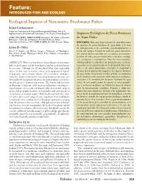 Feature: INTRODUCED FISH and ECOLOGY