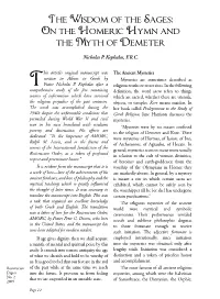 On the Homeric Hymn and the Myth of Demeter