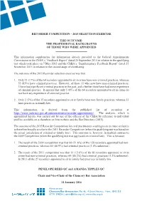 Recorder Competition – 2015 Selection Exercise