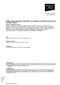 Status and Changes in the UK's Ecosystems and Their Services To