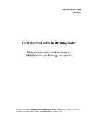 Total Dissolved Solids in Drinking-Water