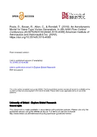 An Aerodynamic Model for Vane-Type Vortex Generators. In