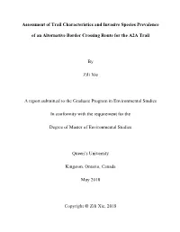 Assessment of Trail Characteristics and Invasive Species Prevalence of An