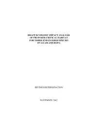 Draft Economic Impact Analysis of Proposed Critical Habitat for Three Endangered Species on Guam and Rota