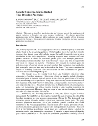 Genetic Conservation in Applied Tree Breeding Programs