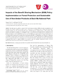Impacts of the Benefit Sharing Mechanism (BSM) Policy Implementation on Forest Protection and Sustainable Use of Non-Timber Products at Bach Ma National Park