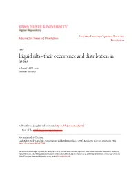 Liquid Silts - Their Occurrence and Distribution in Loess Robert Odell Lamb Iowa State University