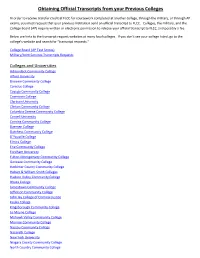 Obtaining Official Transcripts from Your Previous Colleges