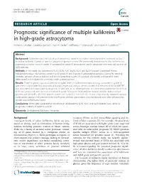 Prognostic Significance of Multiple Kallikreins in High-Grade Astrocytoma Kristen L