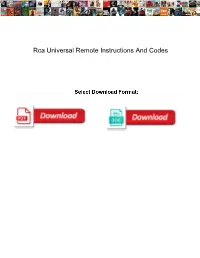 Rca Universal Remote Instructions and Codes