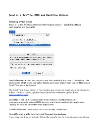 Band-In-A-Box™ Coremidi and Quicktime Options