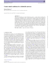 Cosmic Initial Conditions for a Habitable Universe