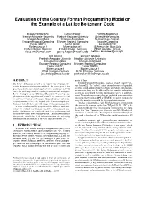 Evaluation of the Coarray Fortran Programming Model on the Example of a Lattice Boltzmann Code