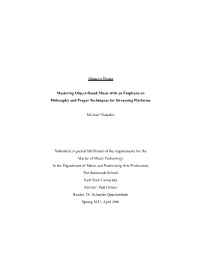 Master's Thesis Mastering Object-Based Music with An