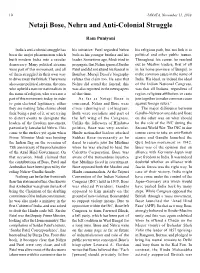 Netaji Bose, Nehru and Anti-Colonial Struggle