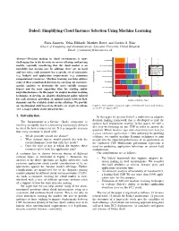 Simplifying Cloud Instance Selection Using Machine Learning