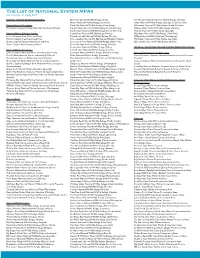 The List of National System Mpas List Is Current As of July 2013