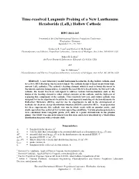 Time-Resolved Langmuir Probing of a New Lanthanum Hexaboride (Lab6) Hollow Cathode