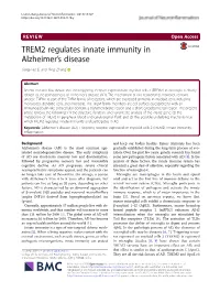 TREM2 Regulates Innate Immunity in Alzheimer's Disease