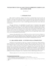 Witness Protection As a Key Tool in Addressing Serious and Organized Crime