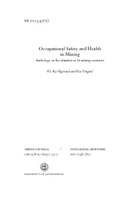Occupational Safety and Health in Mining Anthology on the Situation in 16 Mining Countries