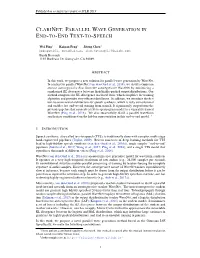 Parallel Wave Generation in End-To-End Text-To-Speech
