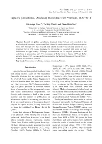 Spiders (Arachnida, Araneae) Recorded from Vietnam, 1837῍2011