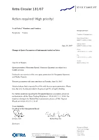 Xetra Circular 131/07 Action Required! High Priority!