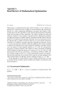Appendix a Brief Review of Mathematical Optimization