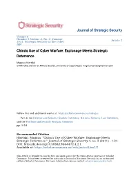 China's Use of Cyber Warfare: Espionage Meets Strategic Deterrence