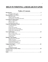 Help in Writing a Research Paper
