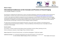 International Conference on the Concepts and Practices of Choral Singing Lund, Sweden, October 17-20, 2012