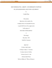 Self-Esteem Level, Lability, and Depressive Symptoms In