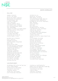 Soho Songlist