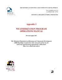 Appendix 2 WEATHERIZATION PROGRAM OPERATIONS MANUAL