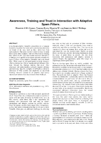 Awareness, Training and Trust in Interaction with Adaptive Spam Filters