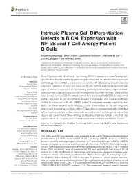 Intrinsic Plasma Cell Differentiation Defects in B Cell Expansion with Nf-Κb and T Cell Anergy Patient B Cells